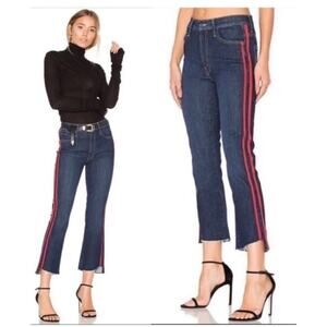 NWOT MOTHER Insider Crop‎ Step Hem Fray Speed Racer Jeans Sz 24 Dark Blue